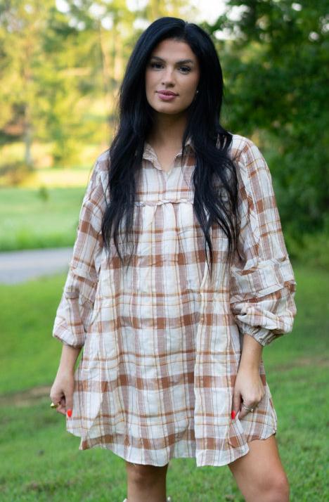 Dana Plaid Babydoll Dress - Threaded Pear