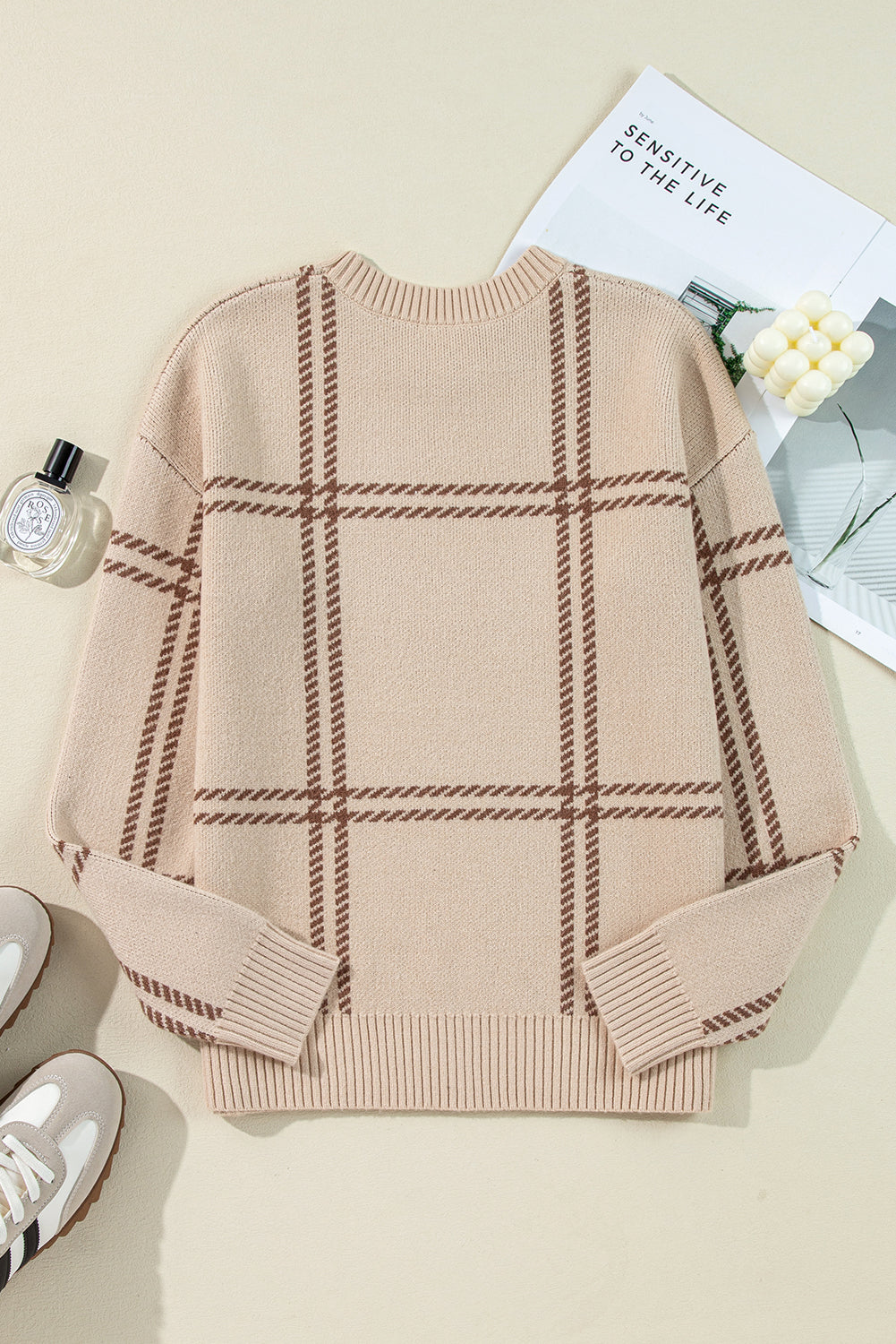 Madison Knitted Drop Shoulder Sweater - Threaded Pear