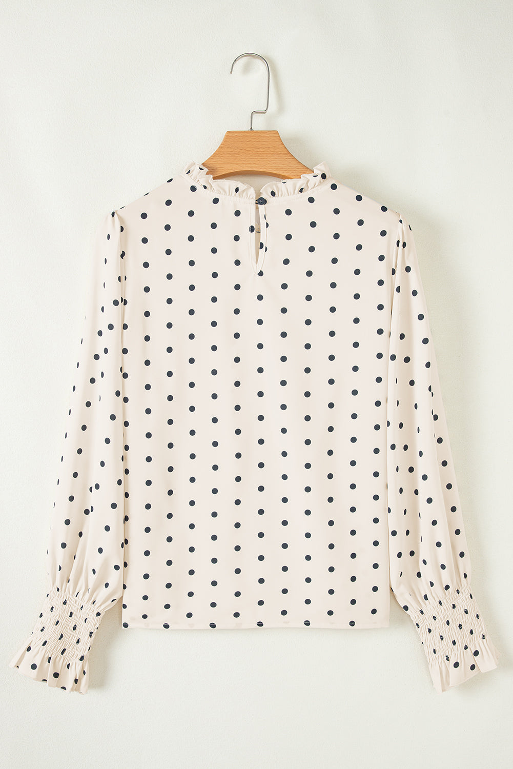 Catalina Polka Dot Lantern Sleeve Blouse - Threaded Pear