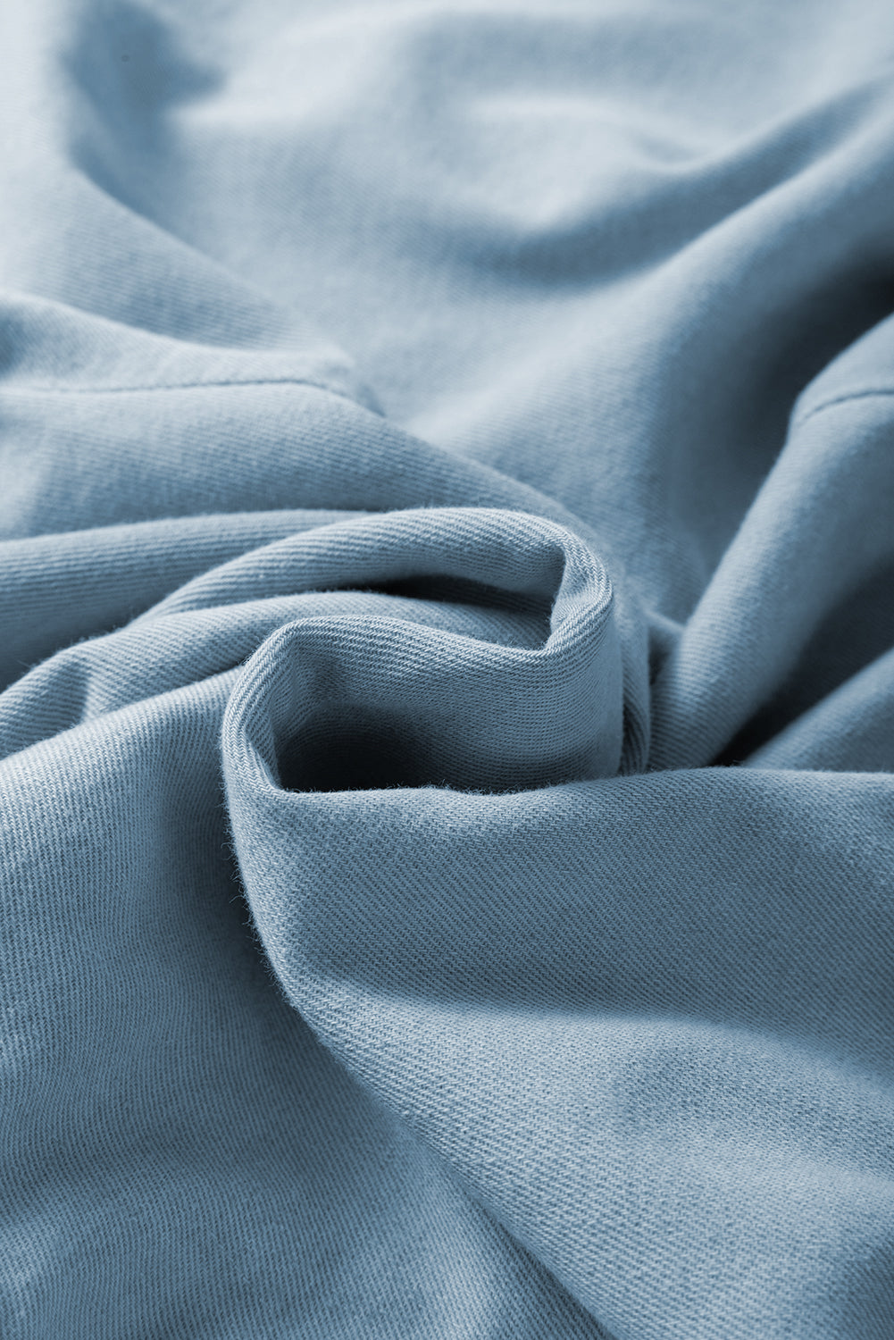 Beau Blue Washed Chambray Drawstring Elastic Waist Plus Size Shorts - Threaded Pear