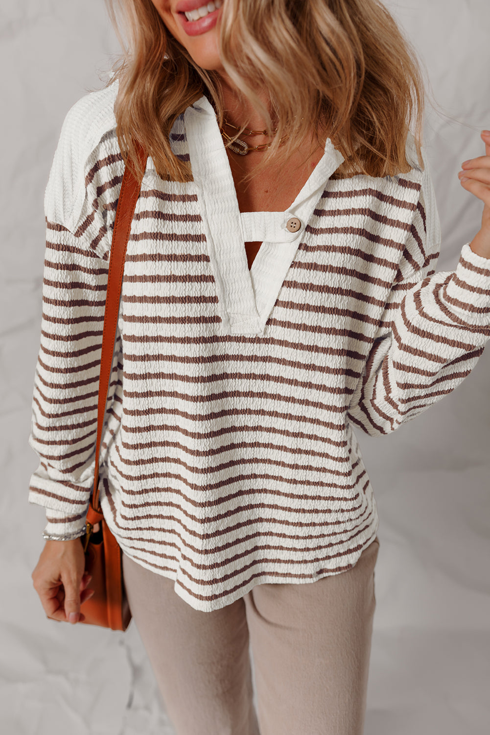 Ayla Stripe Textured Hooded Long Sleeve Top - Threaded Pear