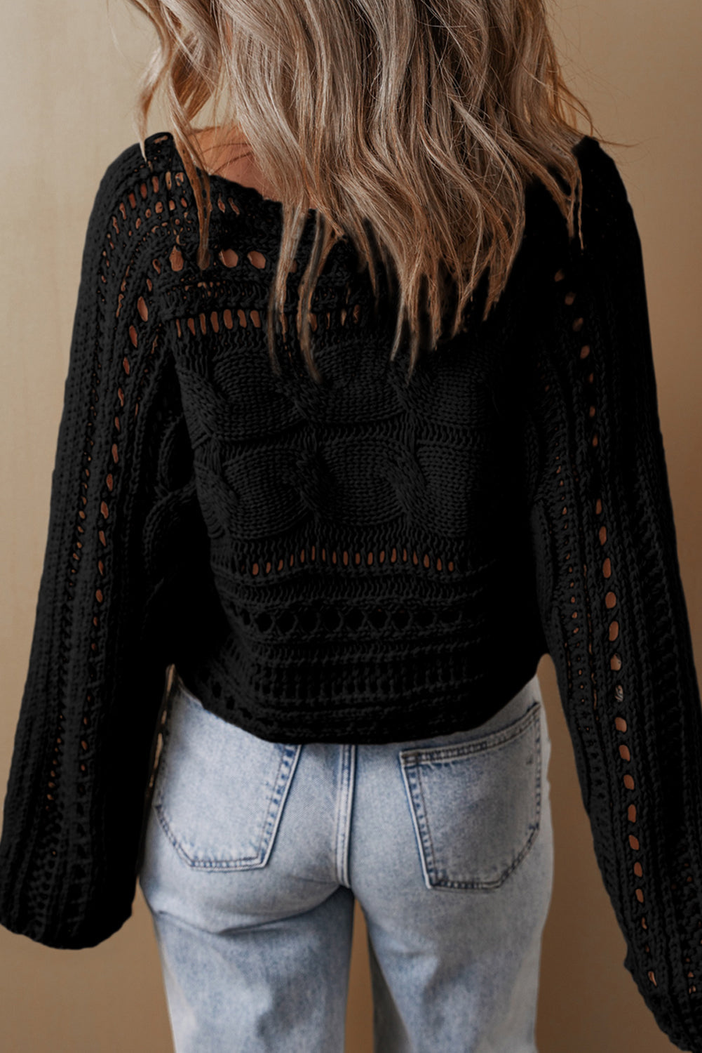 Emma Cable Knit Cropped Sweater - Threaded Pear