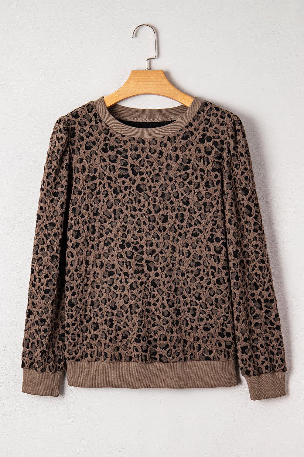 Annie Ribbed Trim Leopard Top - Threaded Pear