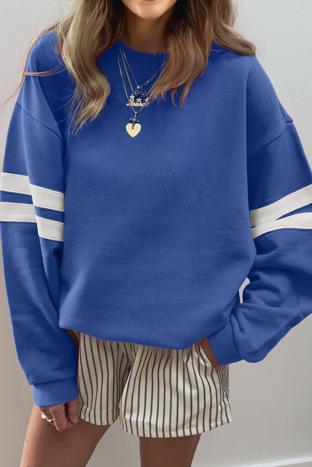Taylor Striped Oversized Sweatshirt - Threaded Pear