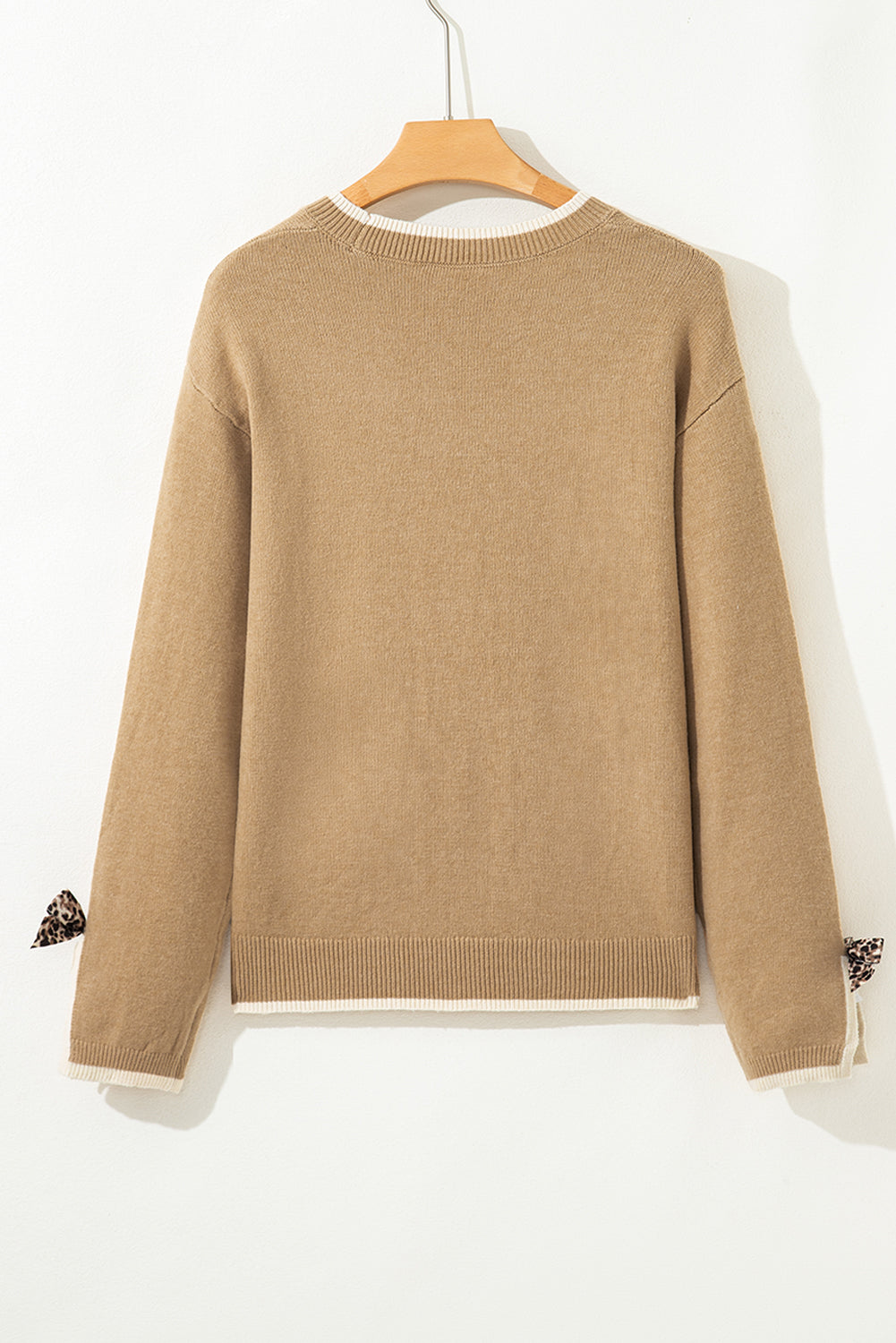 Ava Cuff Contrast Trim Sweater - Threaded Pear