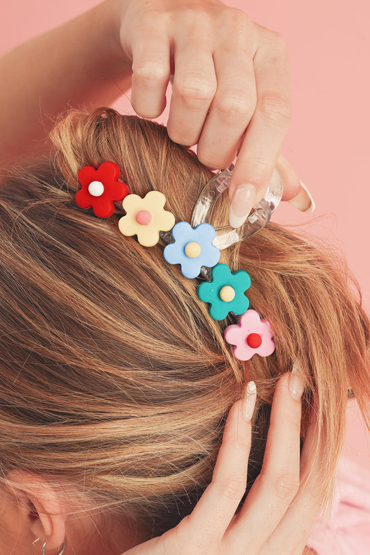 Multicolor Flowers Cute Hair Claw Clip - Threaded Pear