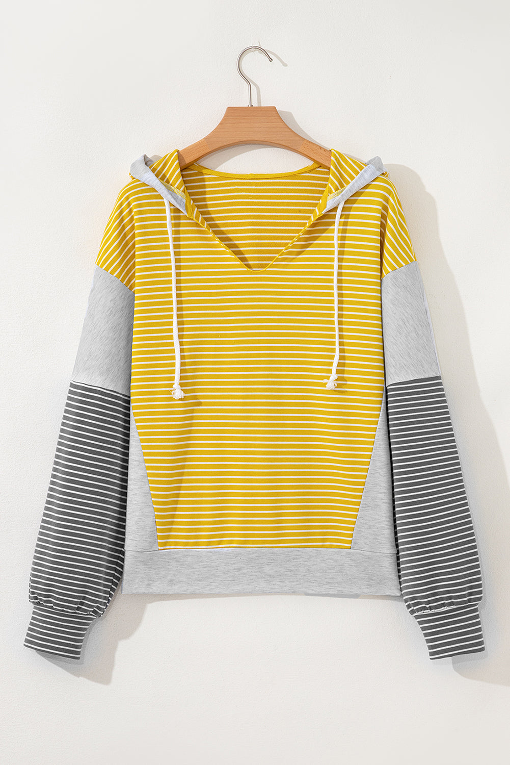 Margot Stripe Drawstring Loose Fit Hooded Top - Threaded Pear