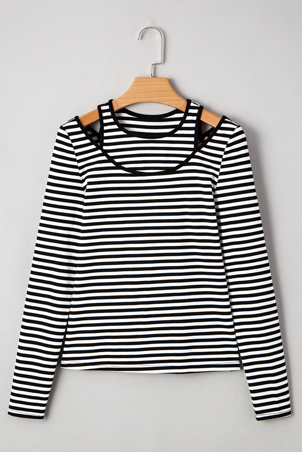 Remi Stripe Double-layer Long Sleeve Top - Threaded Pear