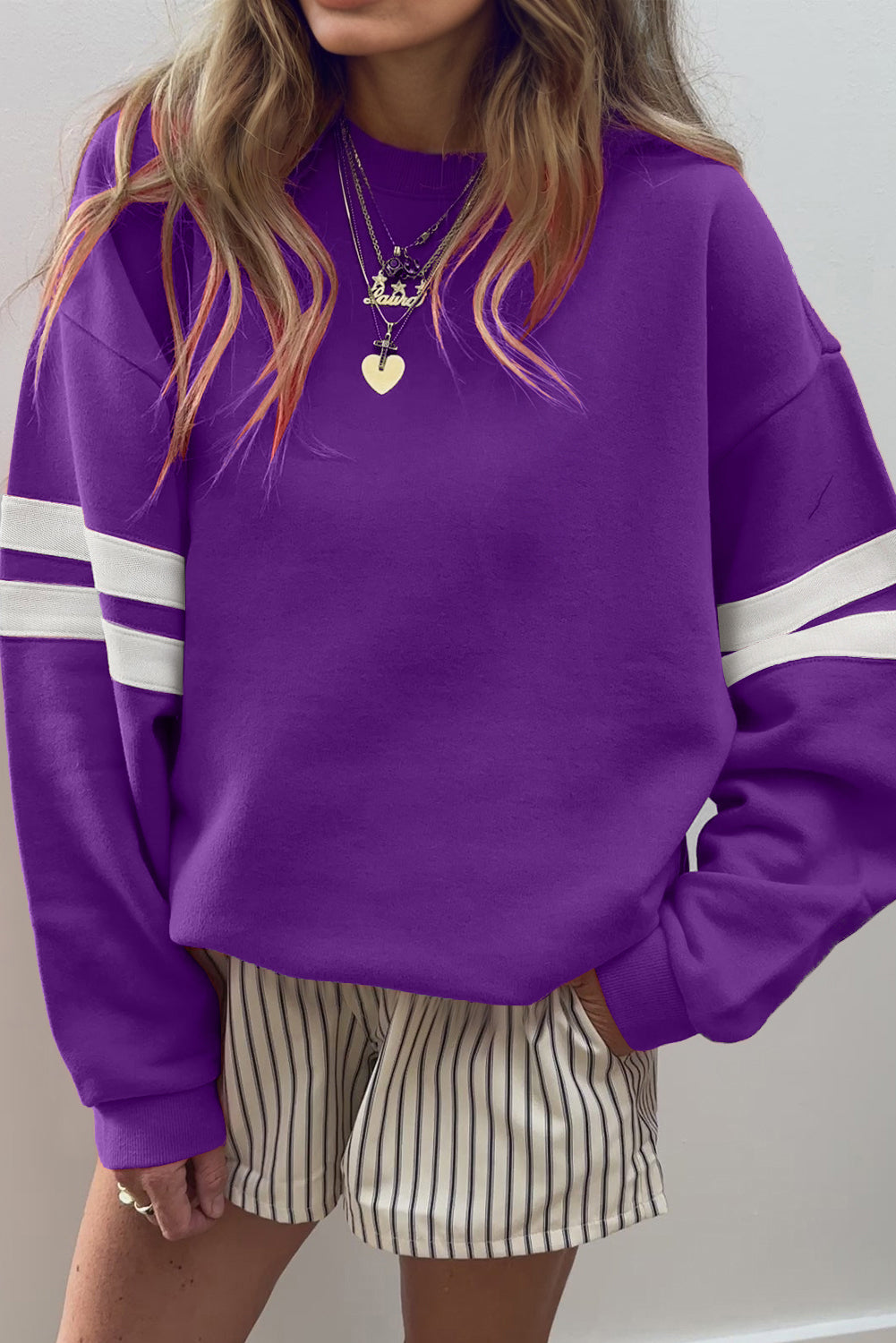 Taylor Striped Oversized Sweatshirt - Threaded Pear