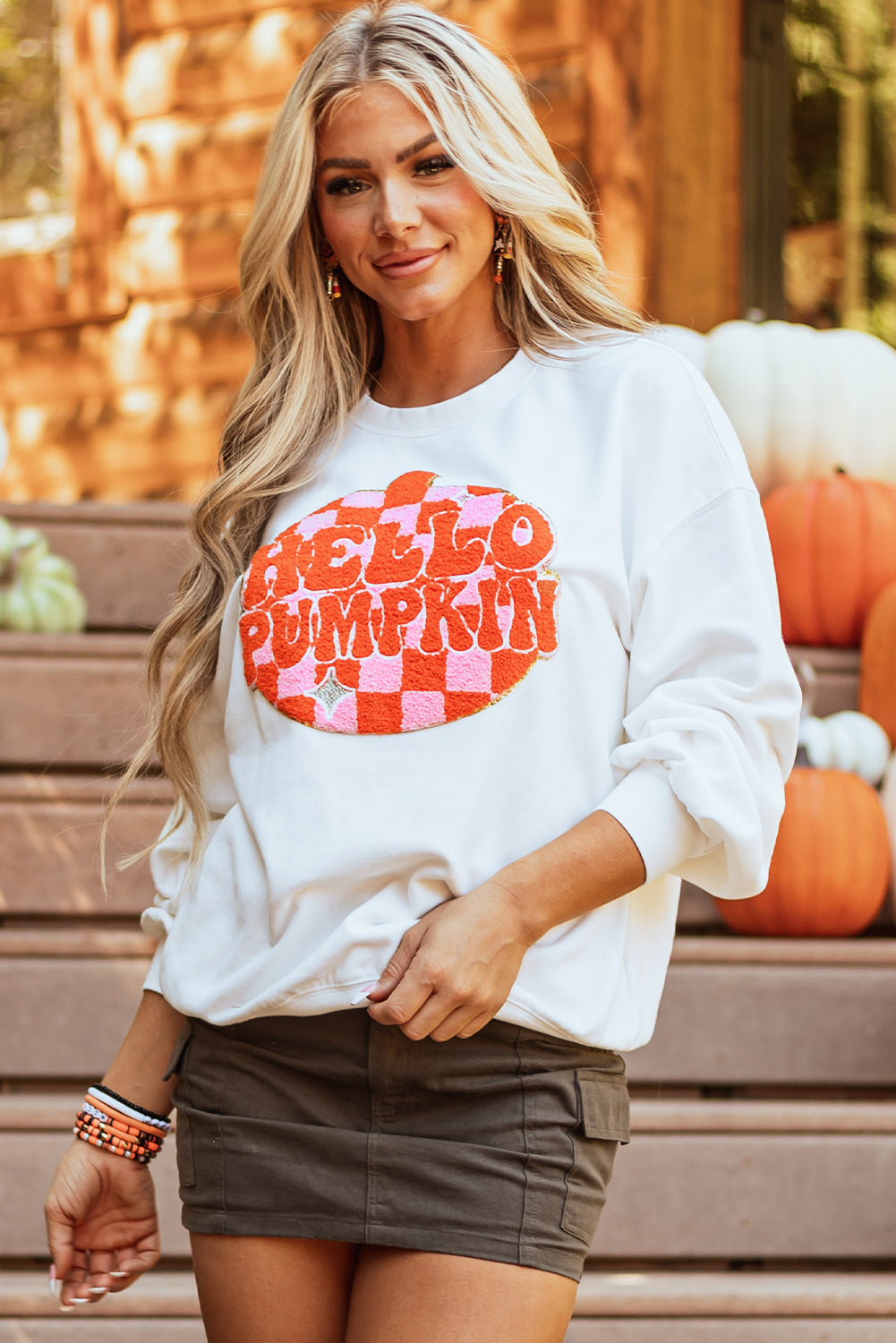 Blair Halloween Pumpkin Patched Pullover Sweatshirt - Threaded Pear