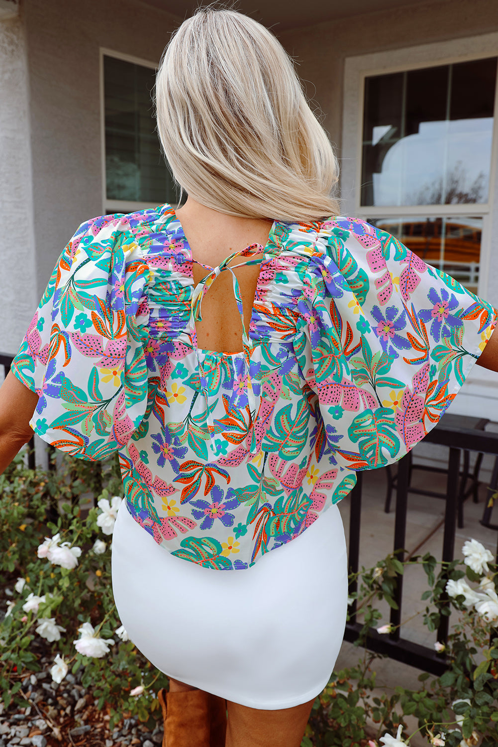 Marlowe Loose Fit Puff Sleeve Square Neck Blouse - Threaded Pear