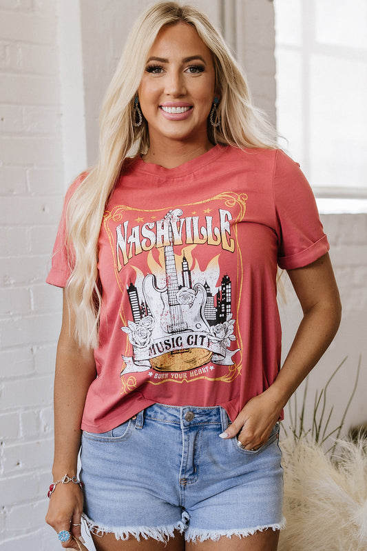 Nashville Music City Retro Fashion Tee - Threaded Pear