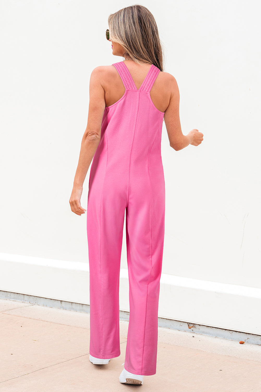 Scarlett Wide Leg Loose Jumpsuit - Threaded Pear