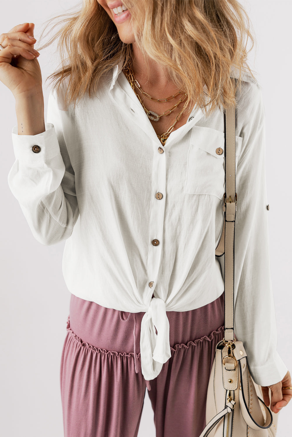Ellie Knotted Casual Shirt - Threaded Pear