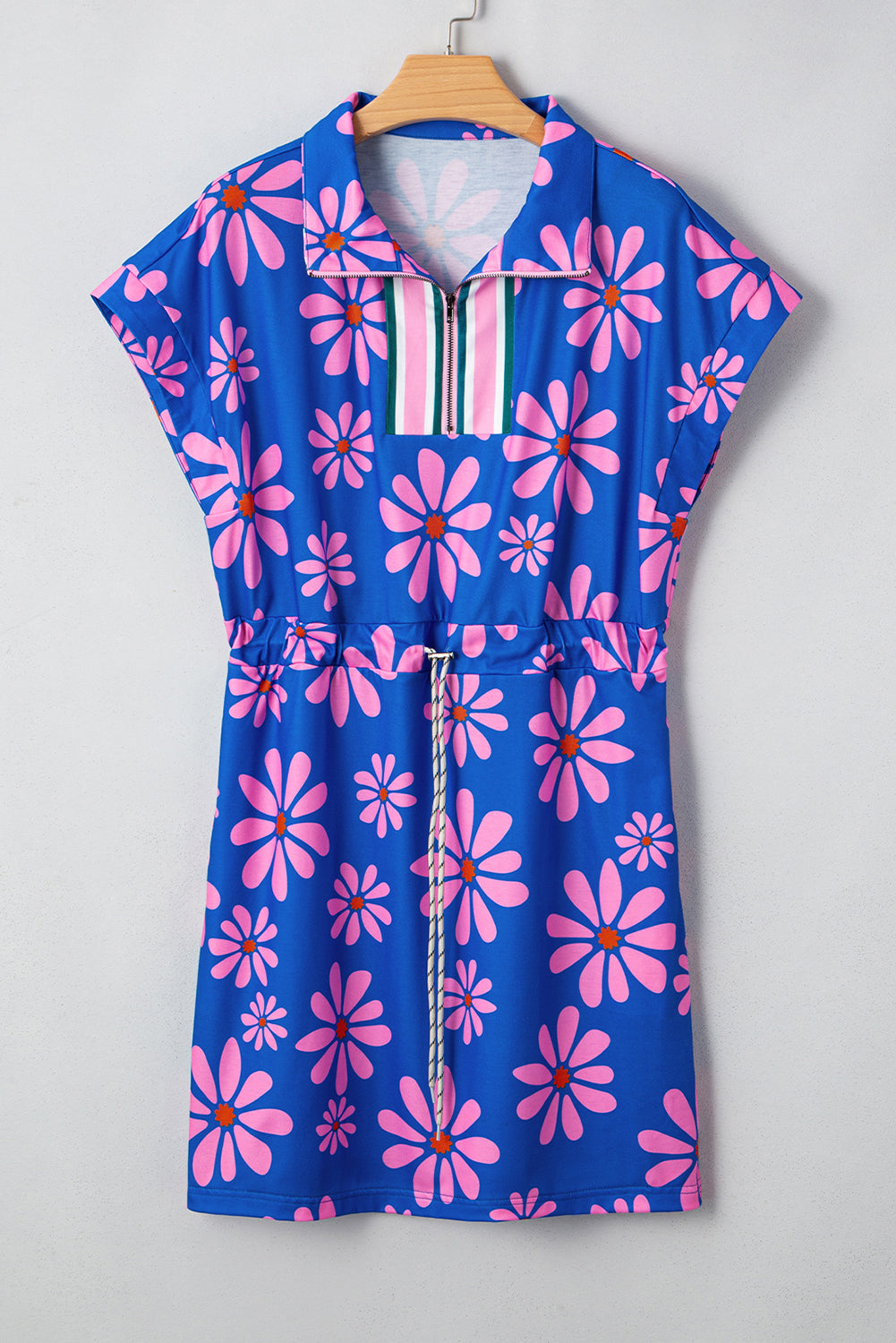 Elouise Floral Drawstring Waist Mini Dress - Threaded Pear