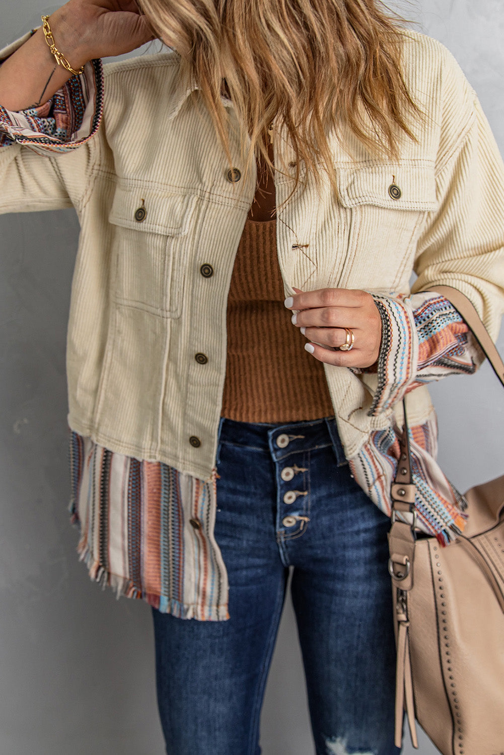 Lyla Button Up Corduroy Jacket - Threaded Pear