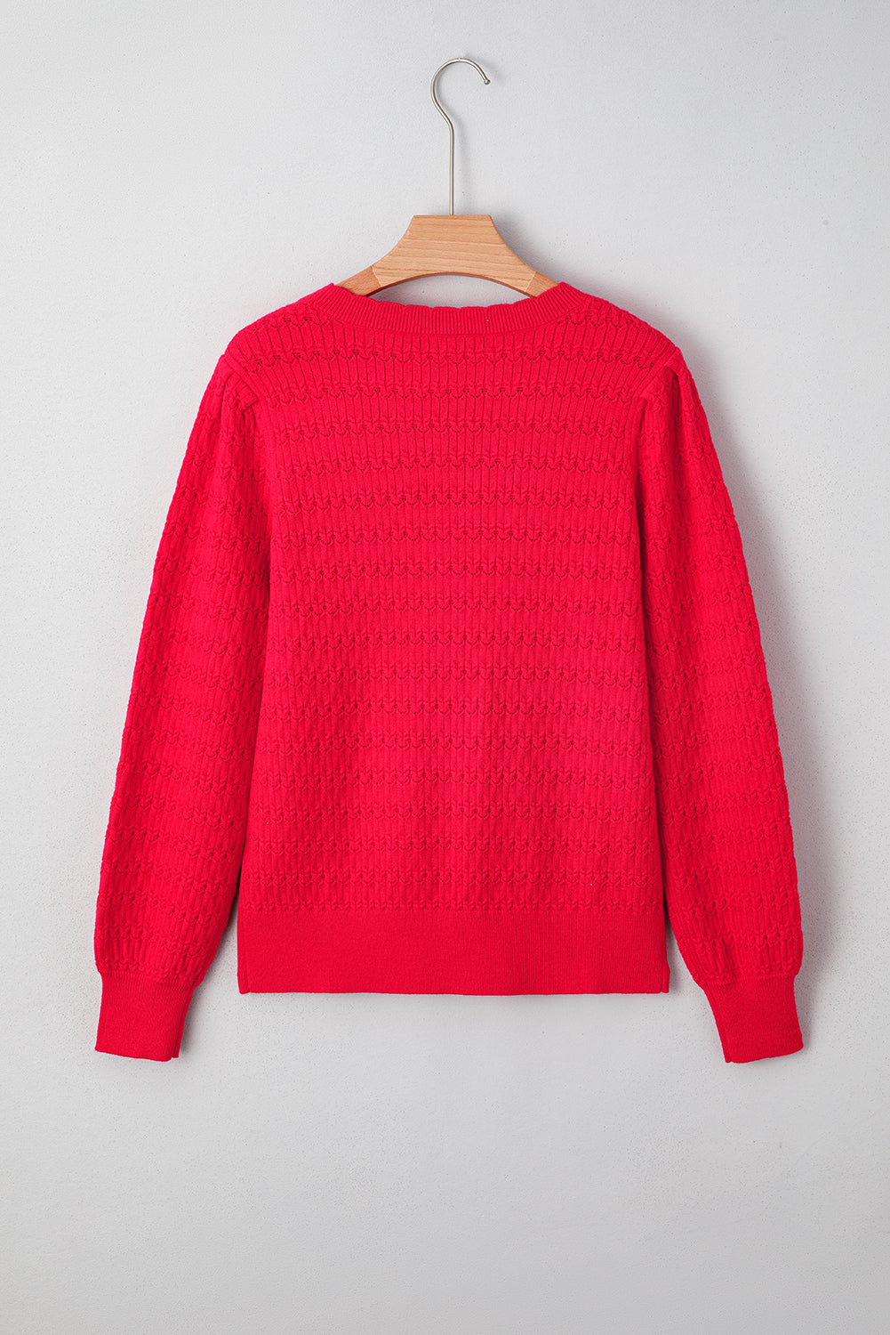 Kay Knit Ribbed Cuffs Crew Neck Sweater - Threaded Pear