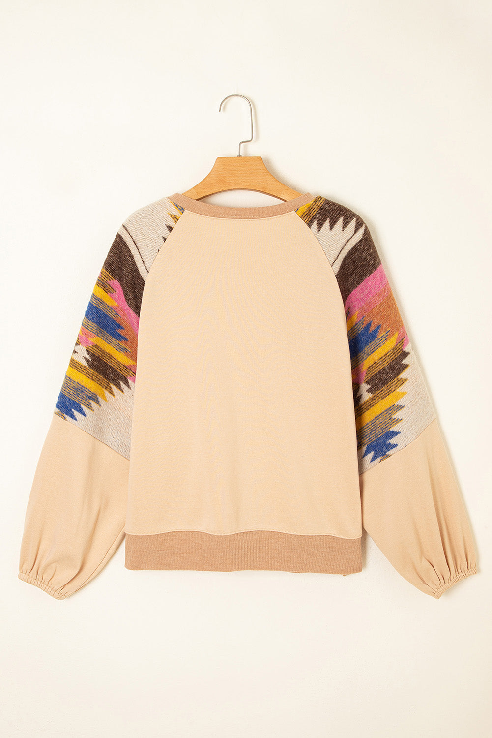 Logan Aztec Patchwork Raglan Pullover Sweatshirt - Threaded Pear