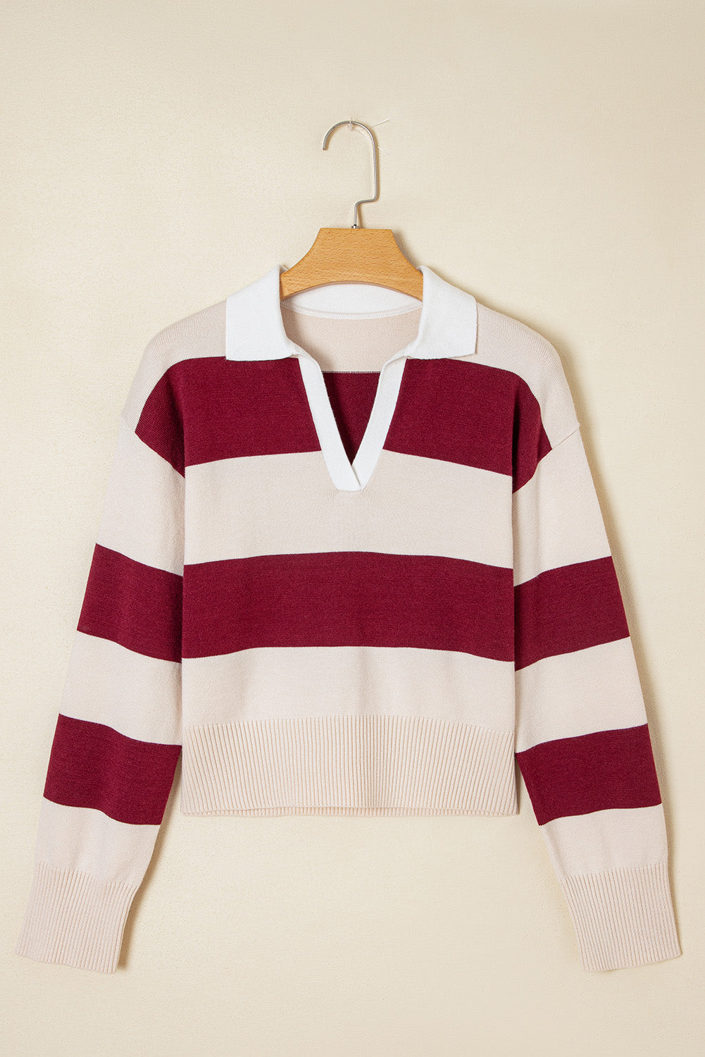 Olivia Knitted Polo Collar Sweater - Threaded Pear