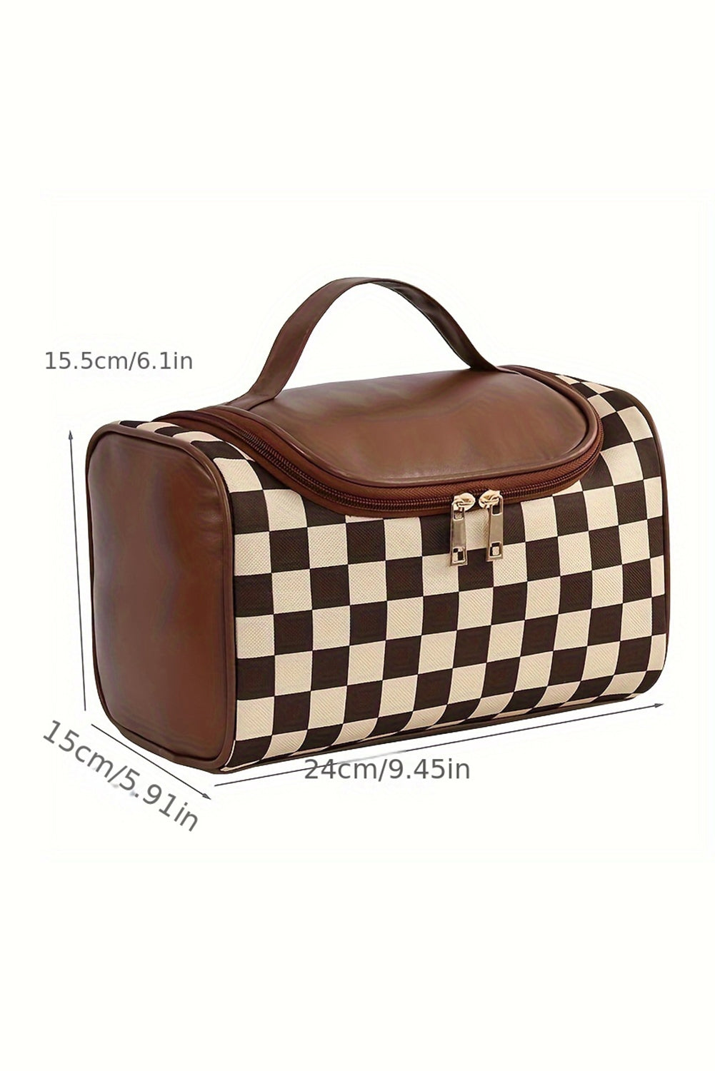 Black Checkered Zipper Makeup Bag - Threaded Pear