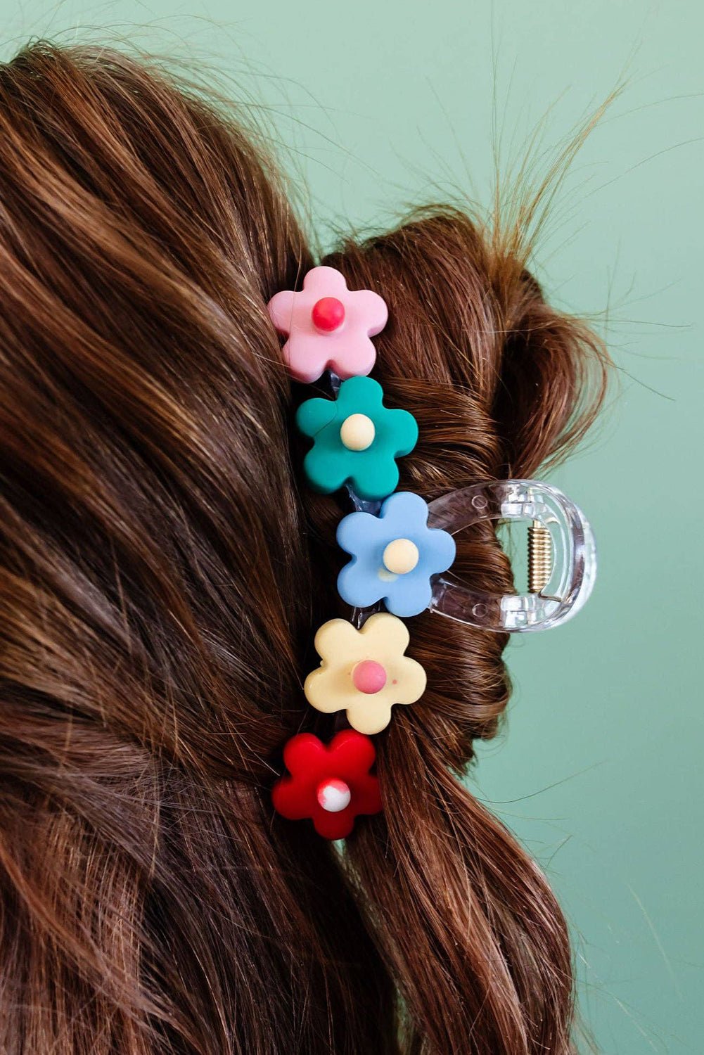 Multicolor Flowers Cute Hair Claw Clip - Threaded Pear