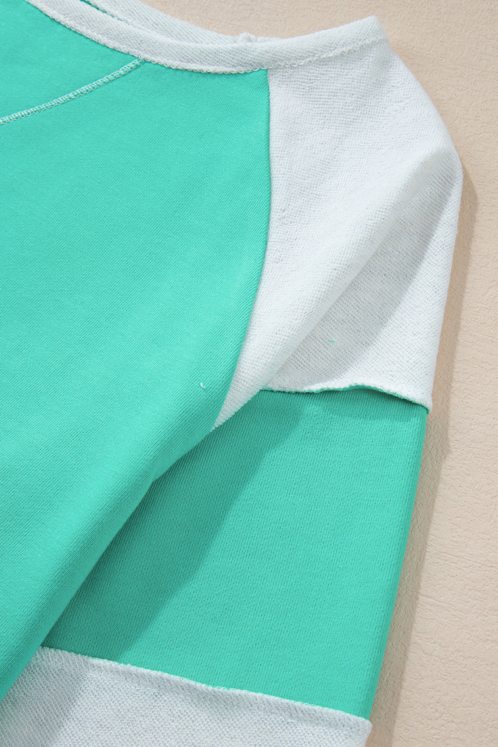 Aruba Blue Colorblock Patchwork Cross Seam Plus Sweatshirt - Threaded Pear