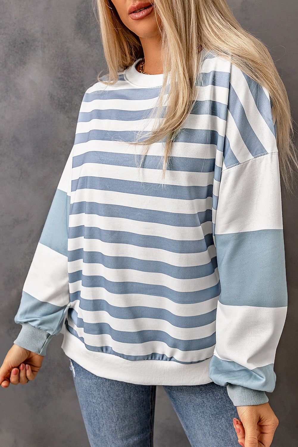 Elina Striped Pullover Sweatshirt - Threaded Pear