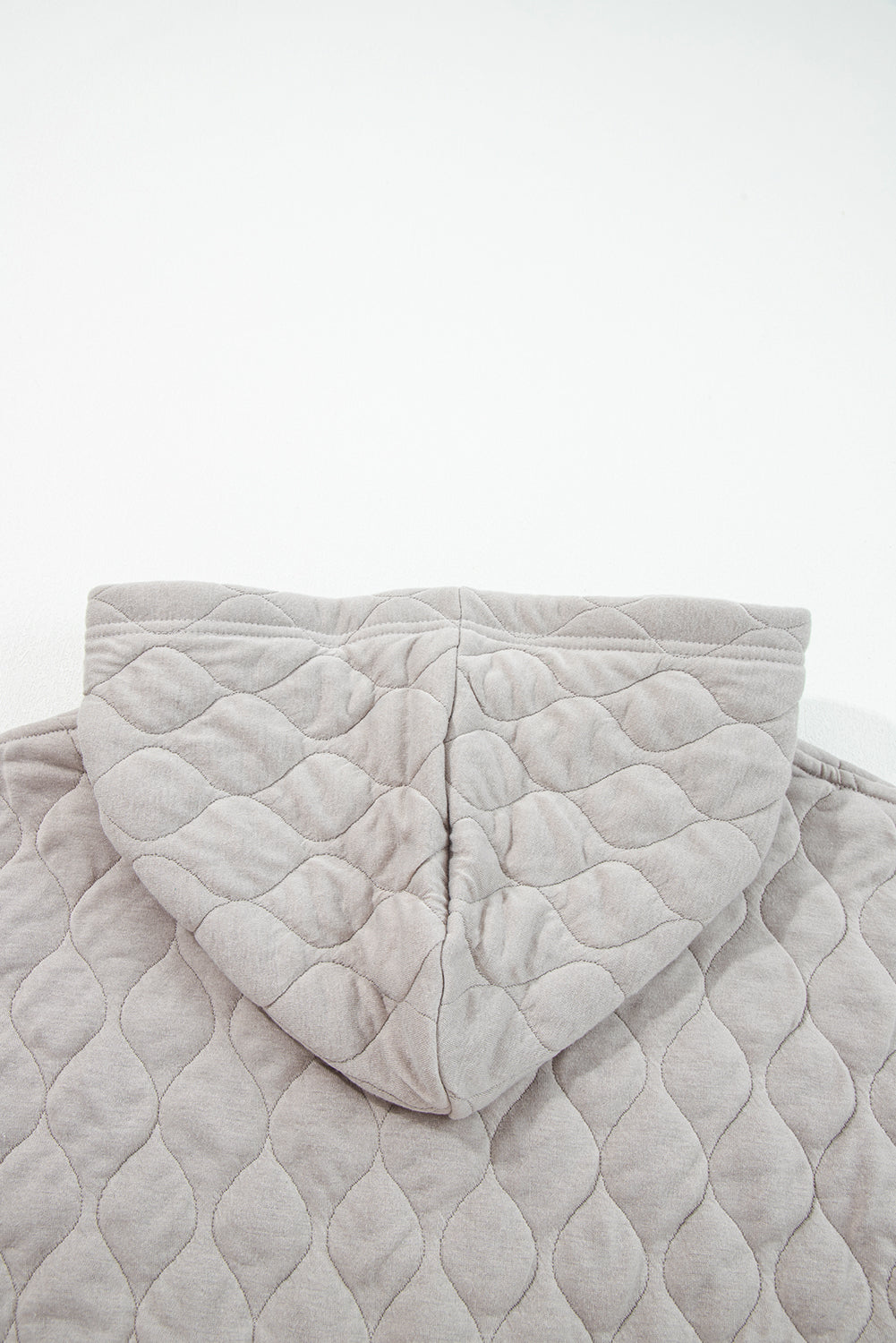 Gray Quilted Quarter Zip Plus Size Hoodie - Threaded Pear