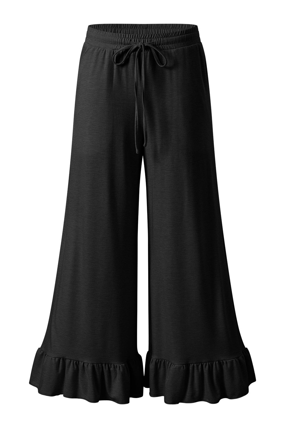 Freya Ruffled Wide Leg Pants with Pockets - Threaded Pear
