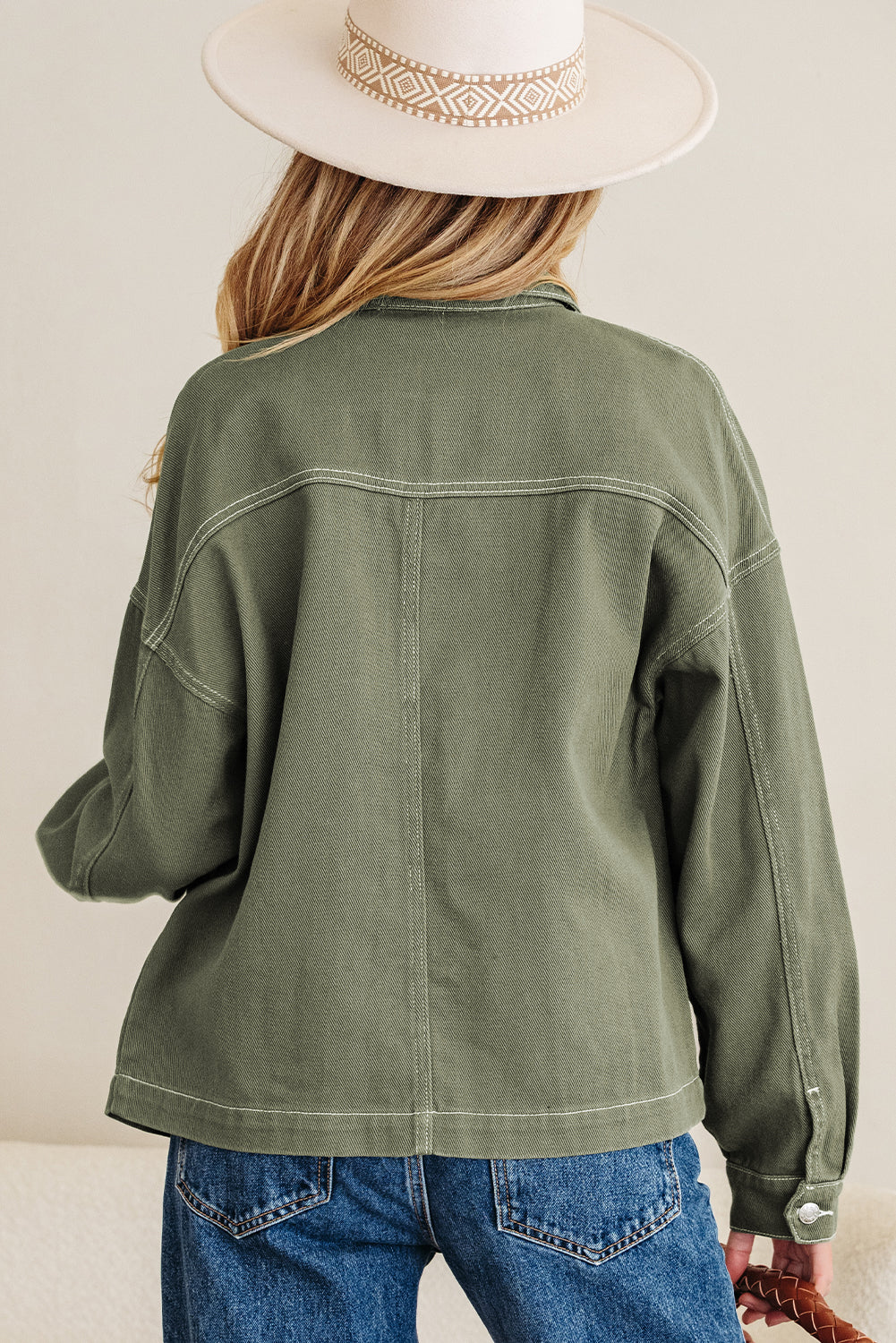 Isabella Collared Front Boyfriend Jacket - Threaded Pear