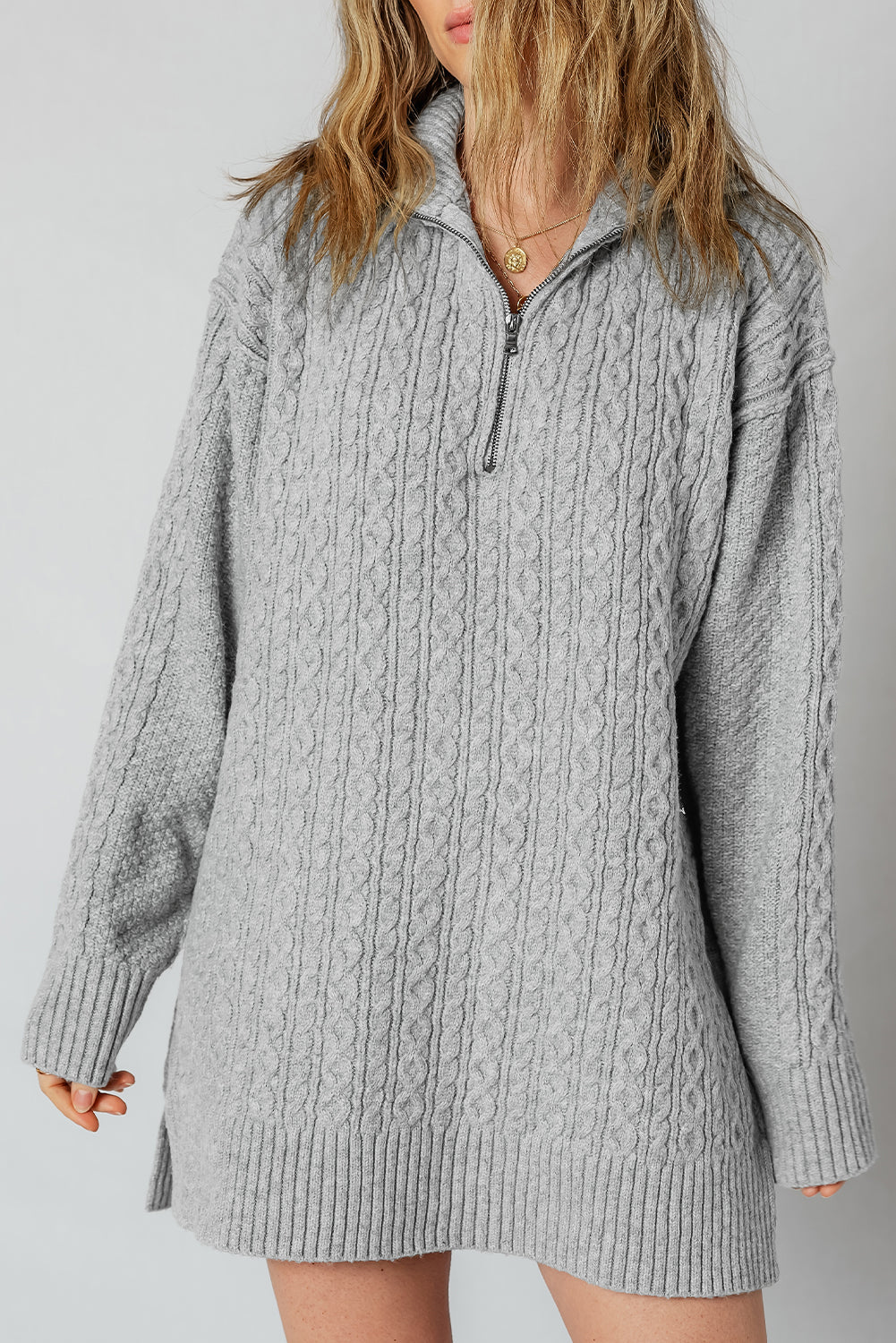 Sofia Ribbed Trim Loose Sweater - Threaded Pear