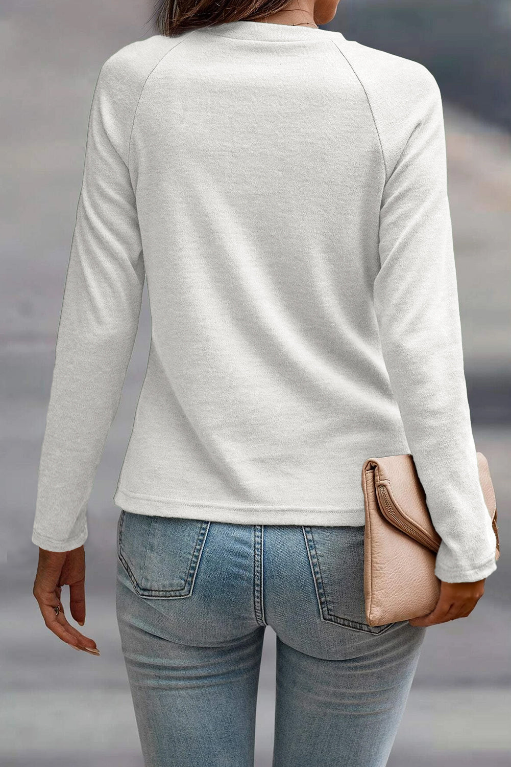 Millie Seam Detail Raglan Long Sleeve Top - Threaded Pear
