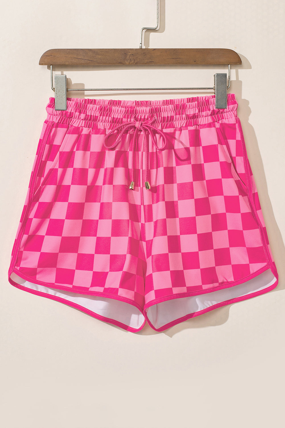 Checkered Drawstring Casual Shorts - Threaded Pear
