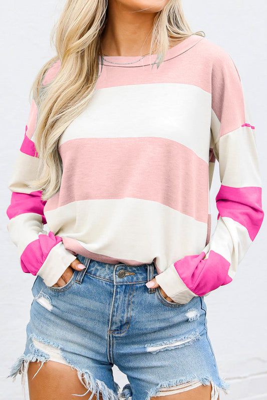 Iris Striped Long Sleeve Top - Threaded Pear
