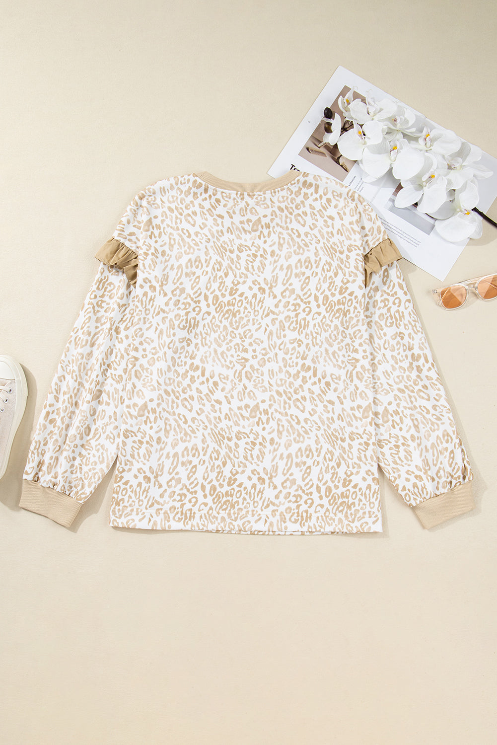 Elizabeth Ruffled arm Sweatshirt - Threaded Pear