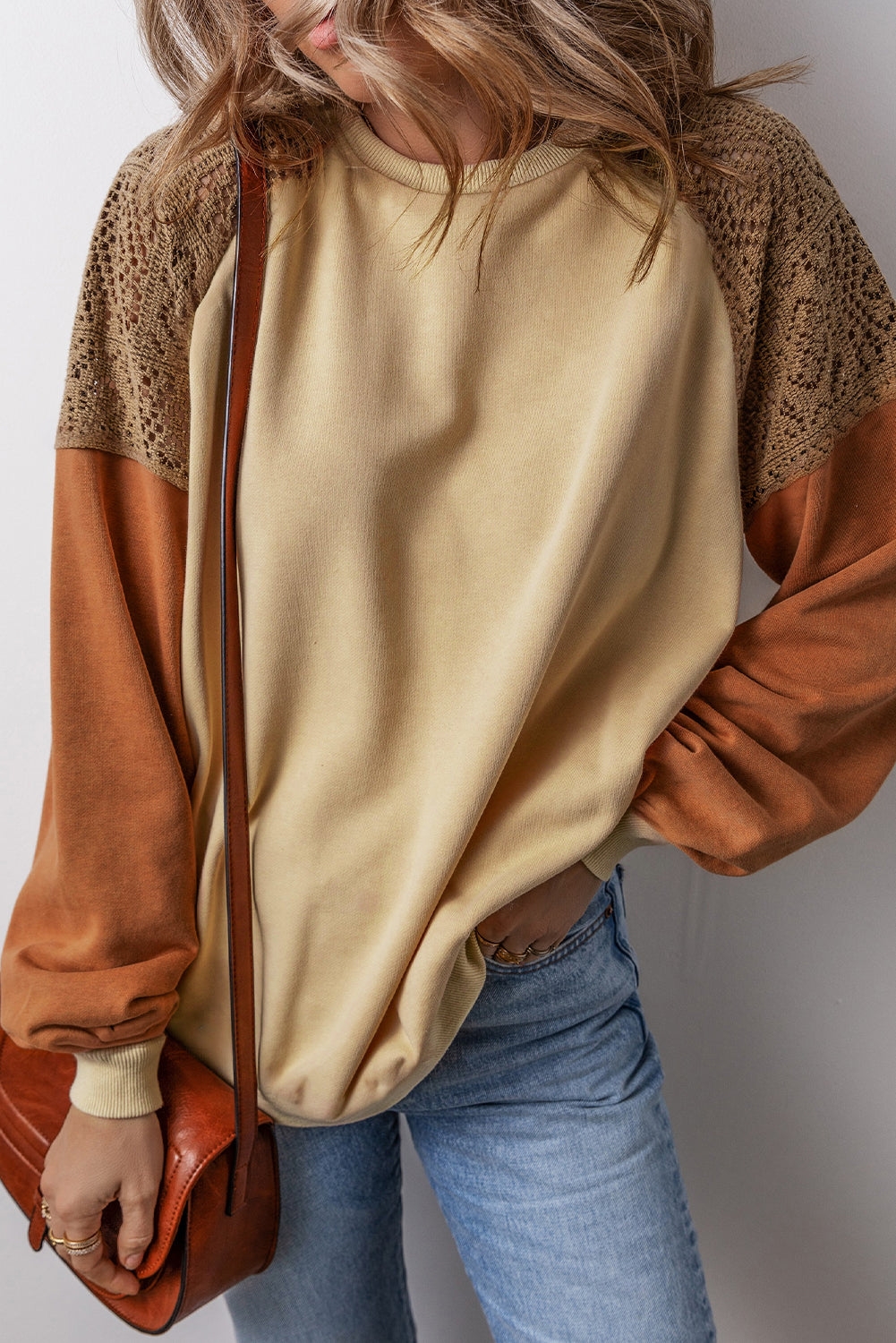 Scarlett Colorblock Drop Shoulder Sweatshirt - Threaded Pear