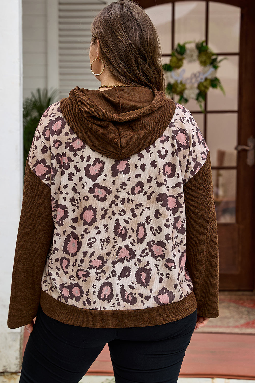 Scarlett Print Knit Patchwork Hoodie - Threaded Pear