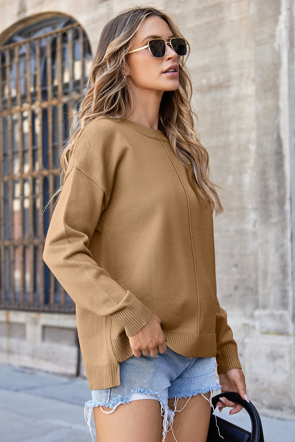 Milatrix Shoulder Pullover Solid Sweater