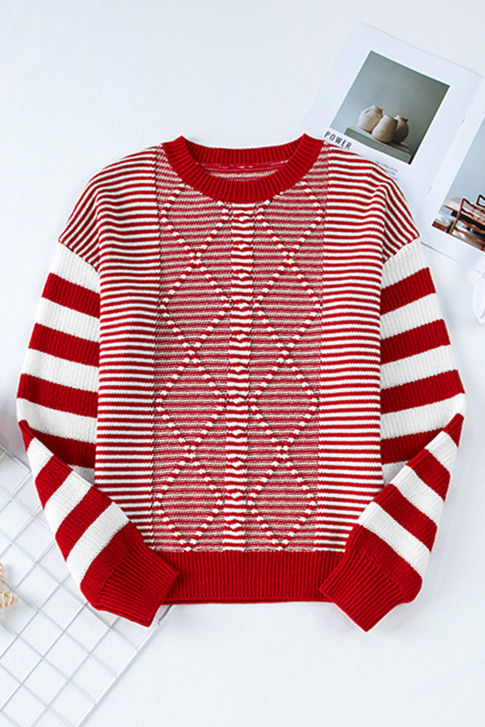 Emily Stripe Textured Sweater - Threaded Pear