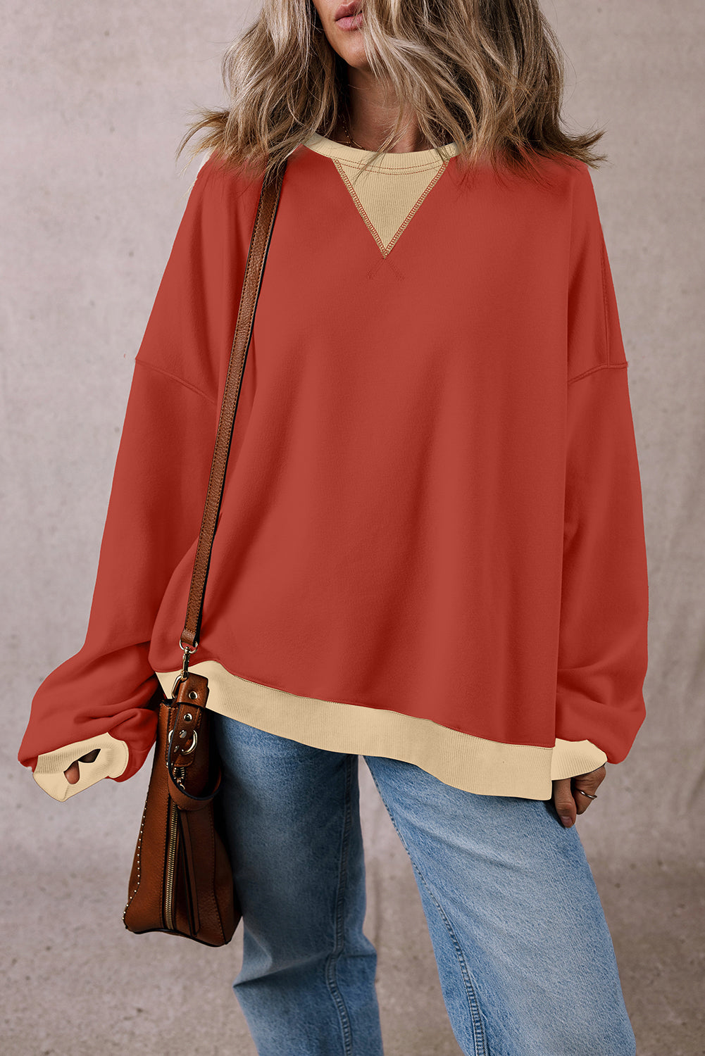 Abigail Drop Shoulder Oversized Sweatshirt - Threaded Pear