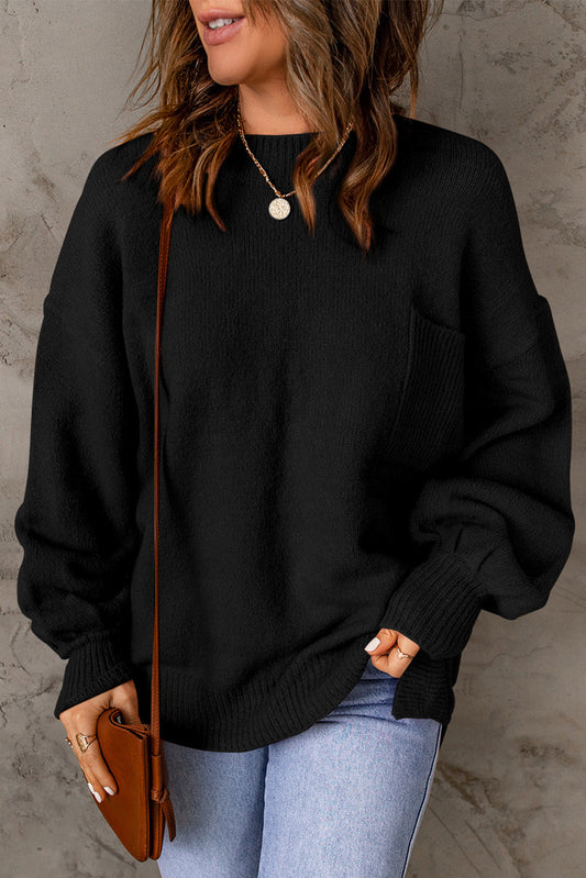 Ella Color Puffy Sleeve Sweater - Threaded Pear