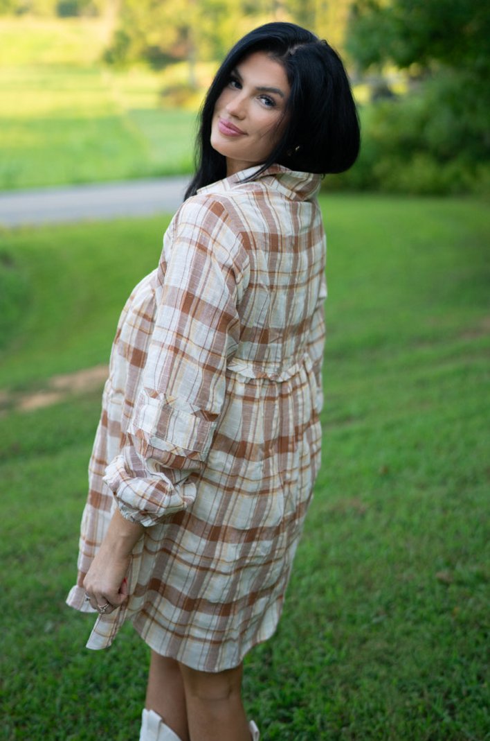 Dana Plaid Babydoll Dress - Threaded Pear