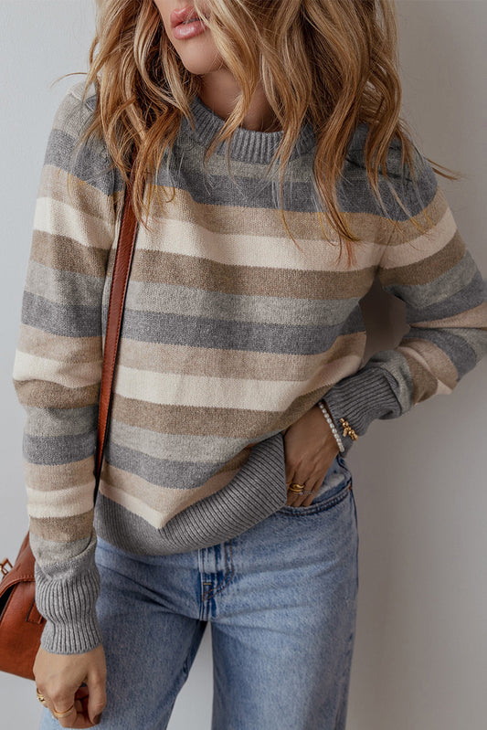 Eliana Stripe Ribbed Sweater - Threaded Pear