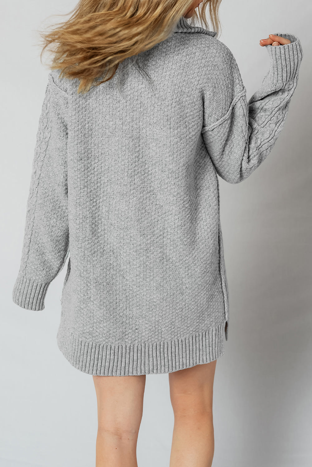 Sofia Ribbed Trim Loose Sweater - Threaded Pear