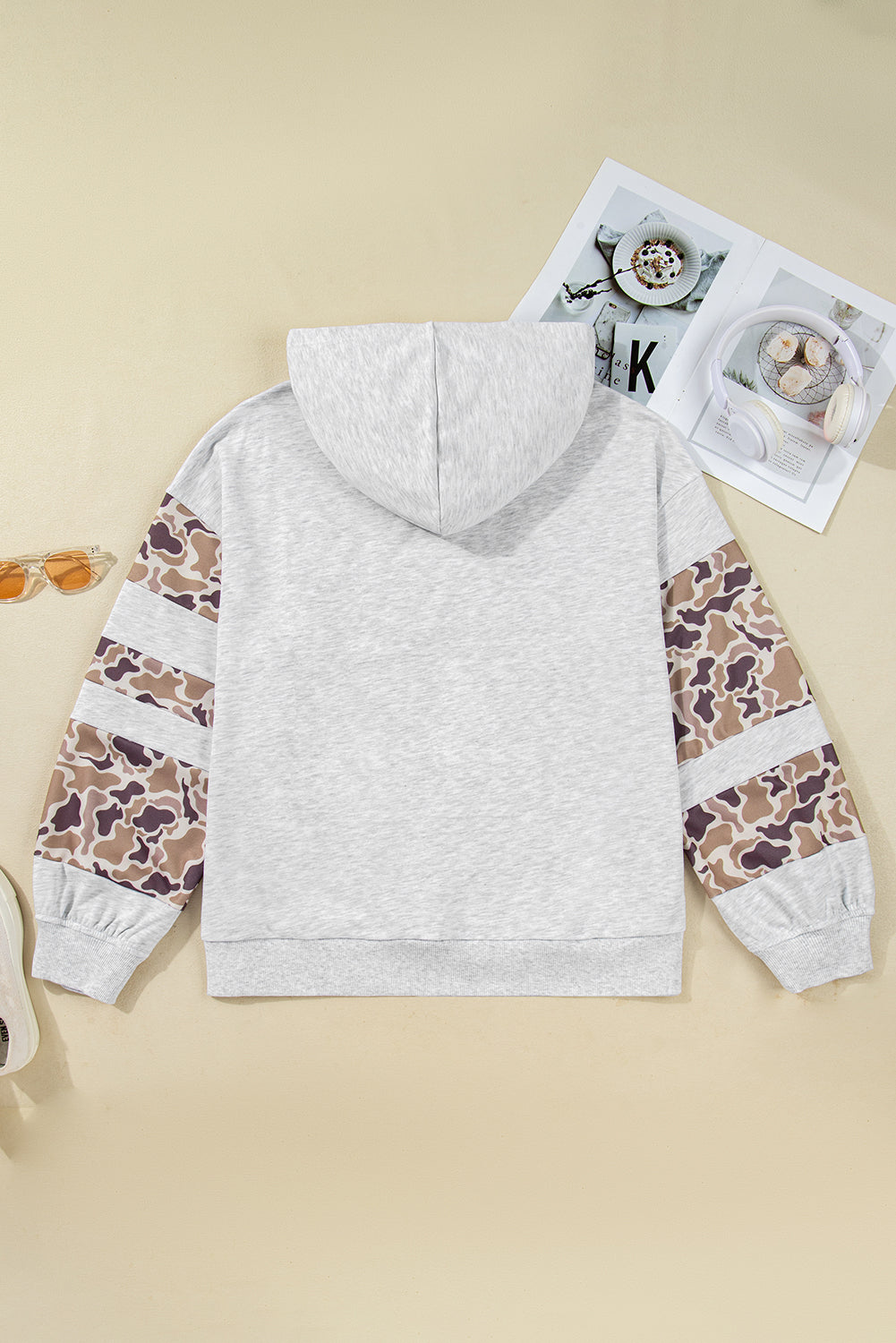 Sophia Patchwork asymmetric Sleeve PLUS Hoodie - Threaded Pear