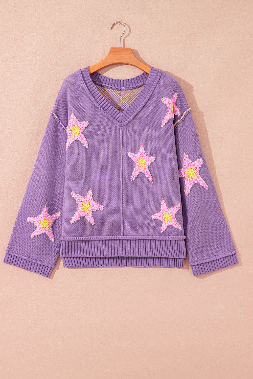 Aubrey Brushed Star Oversize Sweater - Threaded Pear