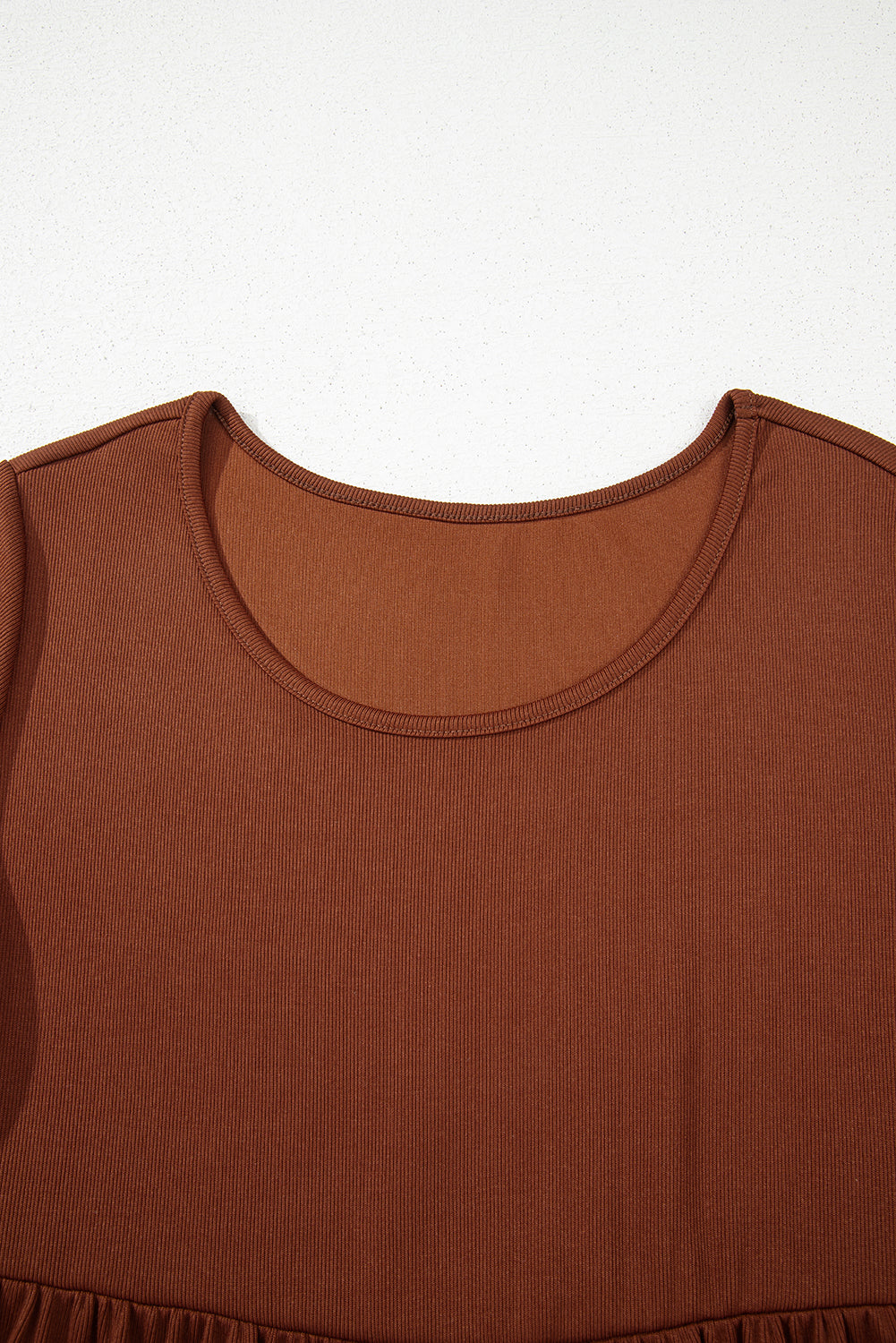 Everleigh Ribbed Frilled Trim High Waist Dress - Threaded Pear