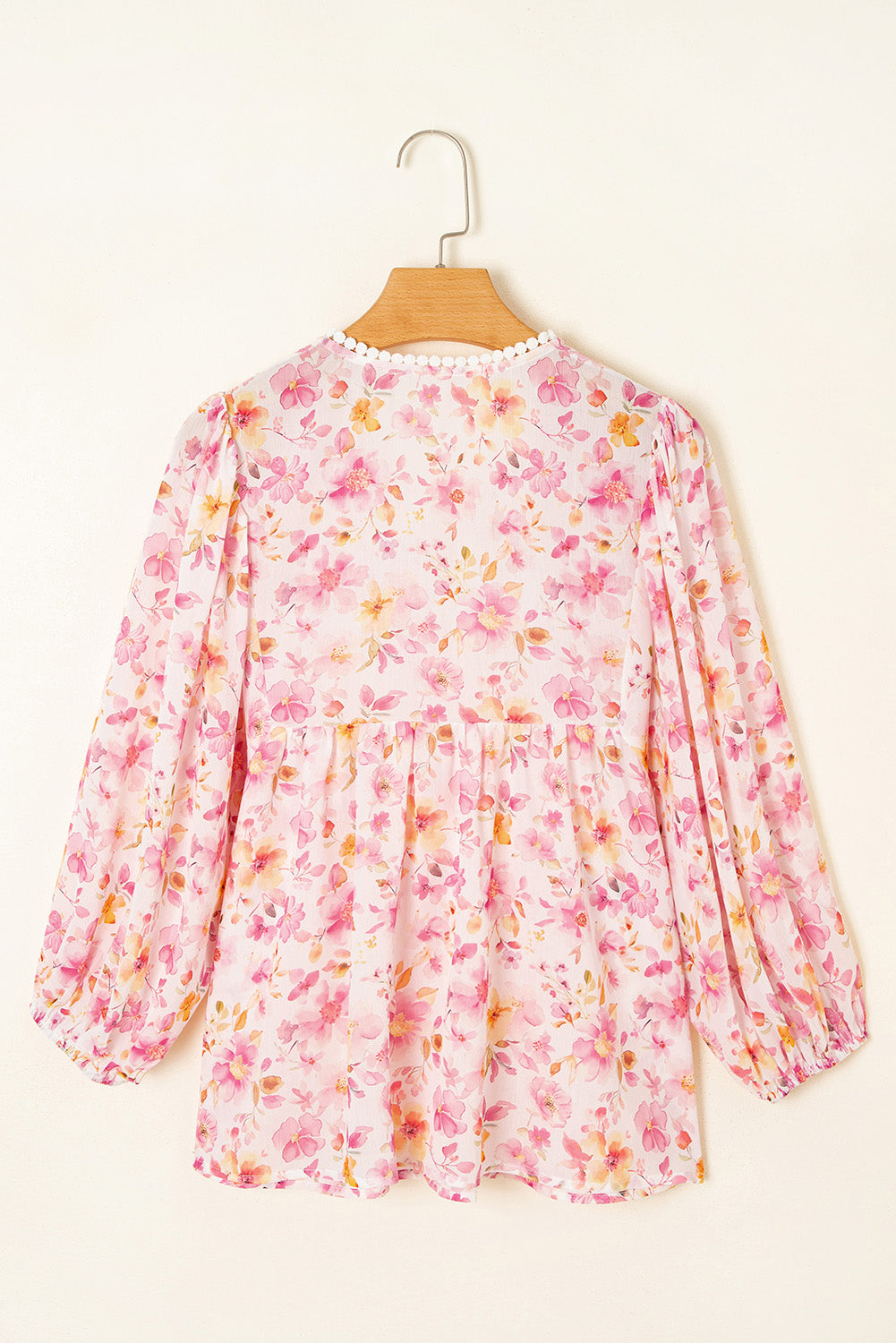 Sienna Floral Tassel Tie Tunic Blouse - Threaded Pear