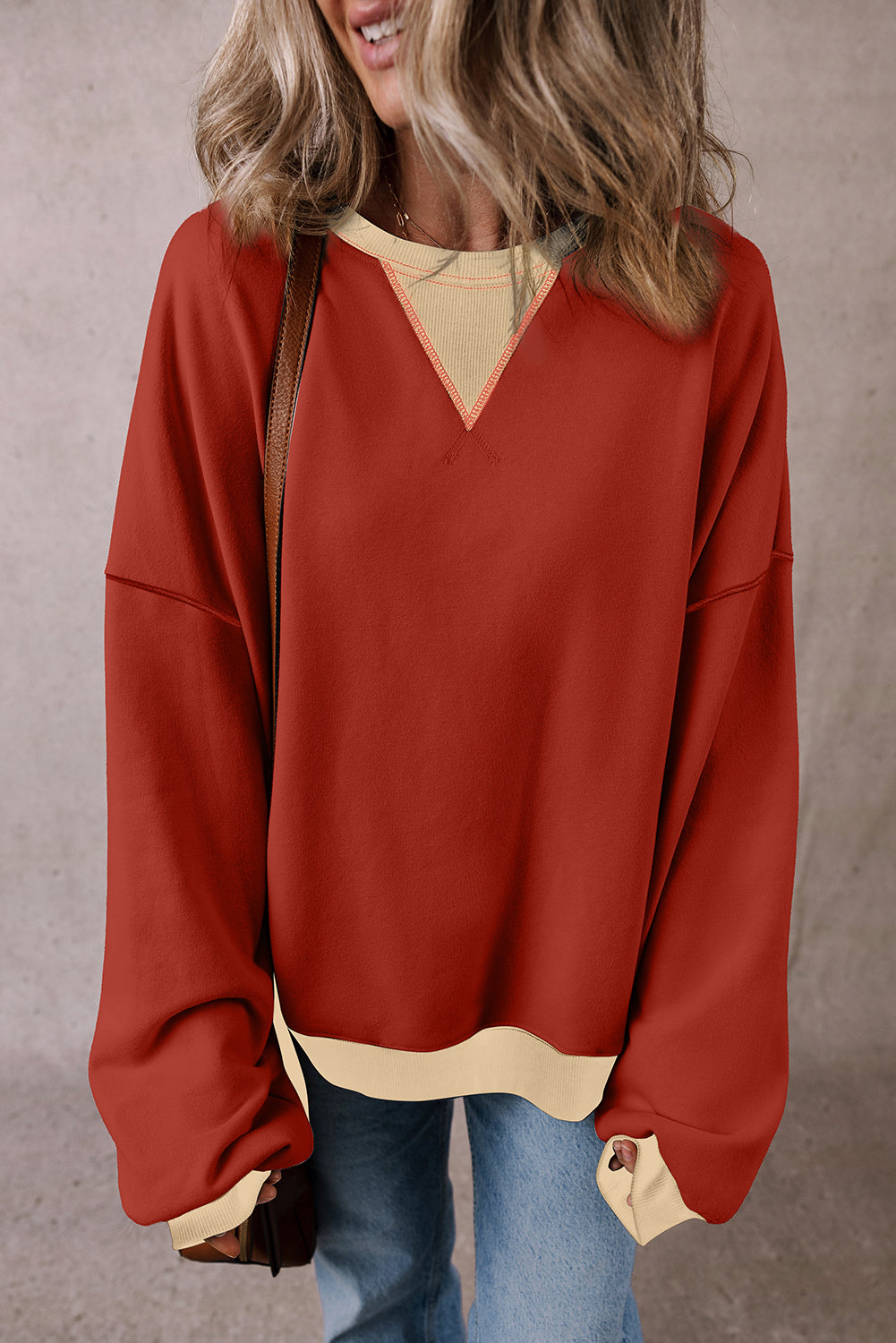 Abigail Drop Shoulder Oversized Sweatshirt - Threaded Pear