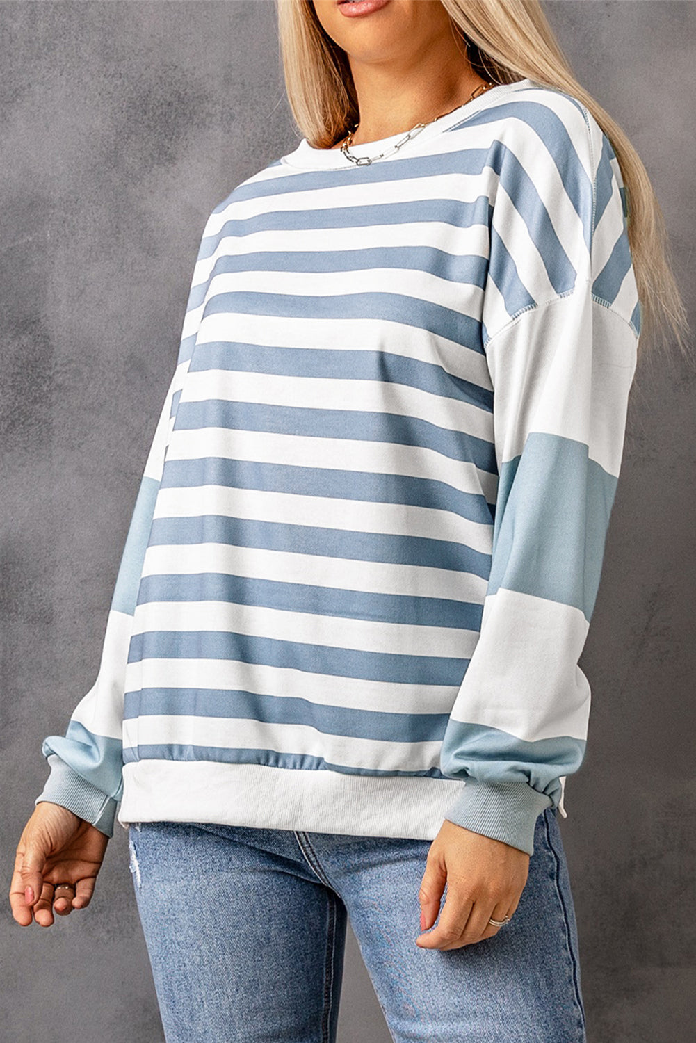Elina Striped Pullover Sweatshirt - Threaded Pear